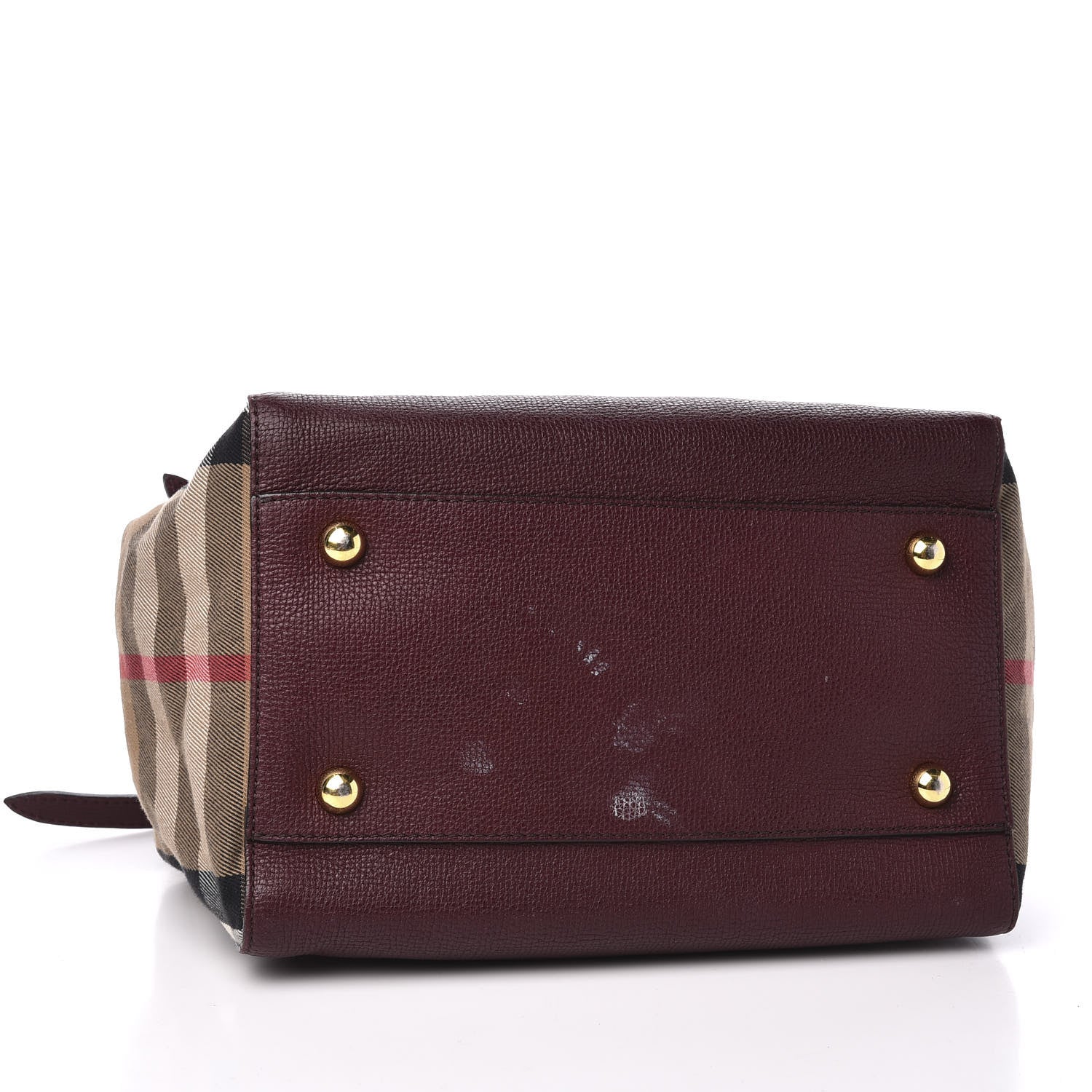 Burberry Grainy Calfskin House Check Small Canterbury Tote Burgundy 3 of 9
