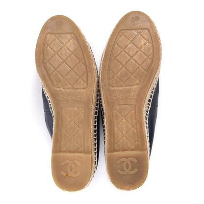 Chanel Lambskin CC Espadrilles 39 Navy Black 7 of 13