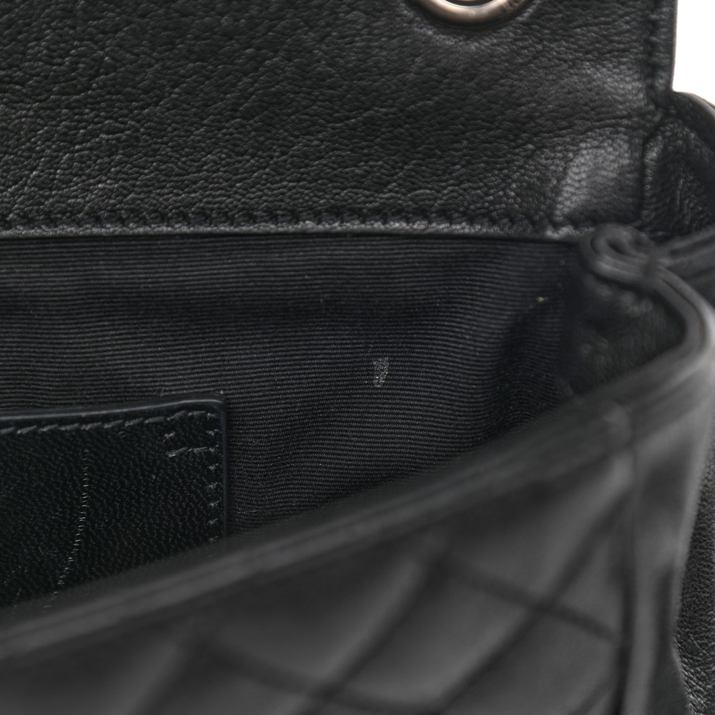 Sheepskin Tri-Quilt Monogram Medium College Bag Black