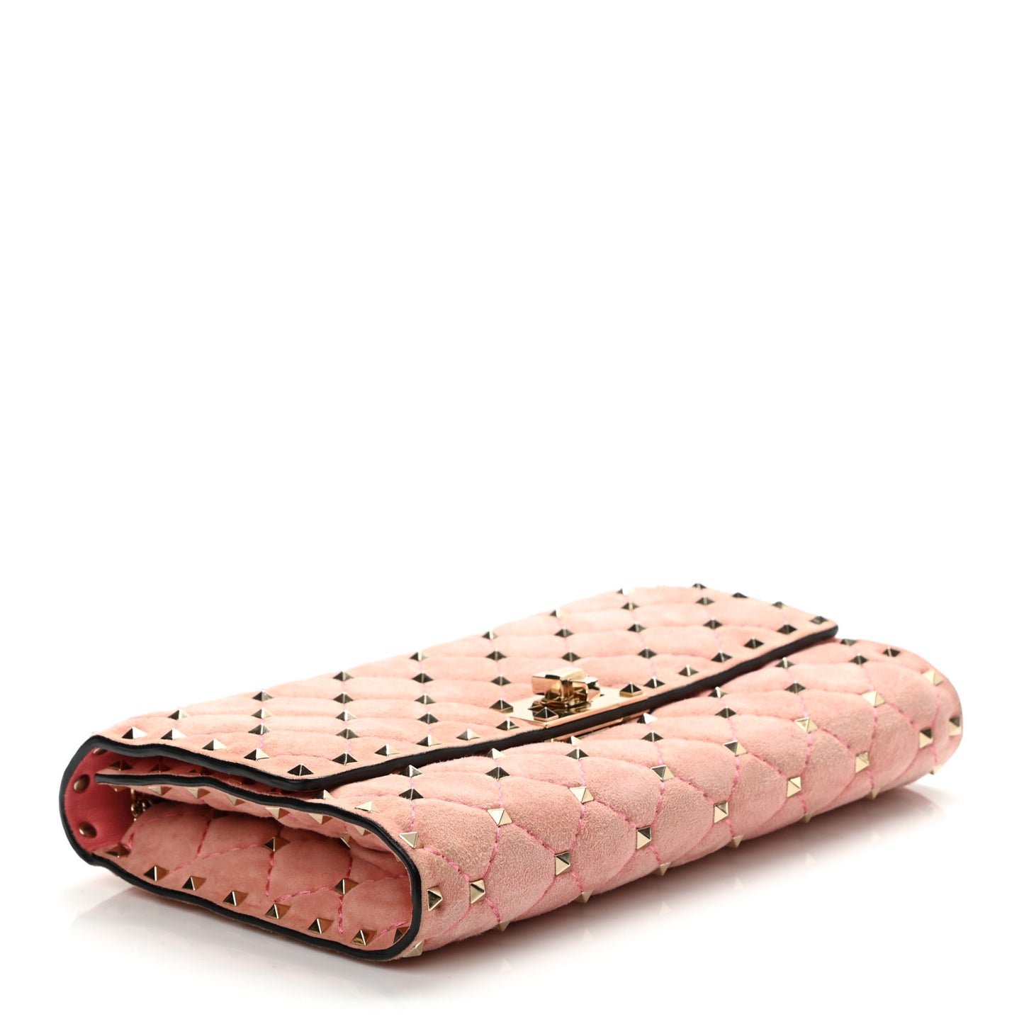Suede Rockstud Spike Wallet on Chain Paradise Rose