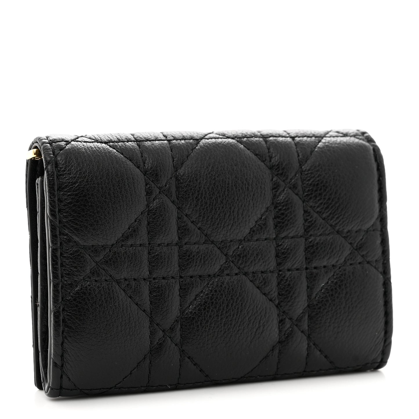 Supple Calfskin Cannage Caro Glycine Wallet Black