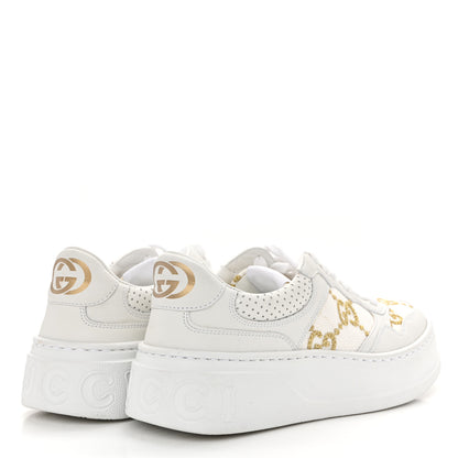 Gucci Dali Soft Calfskin GG Tennis Embossed Perforated Womens Platform 55mm Sneakers 37.5 White Gold 5 of 9