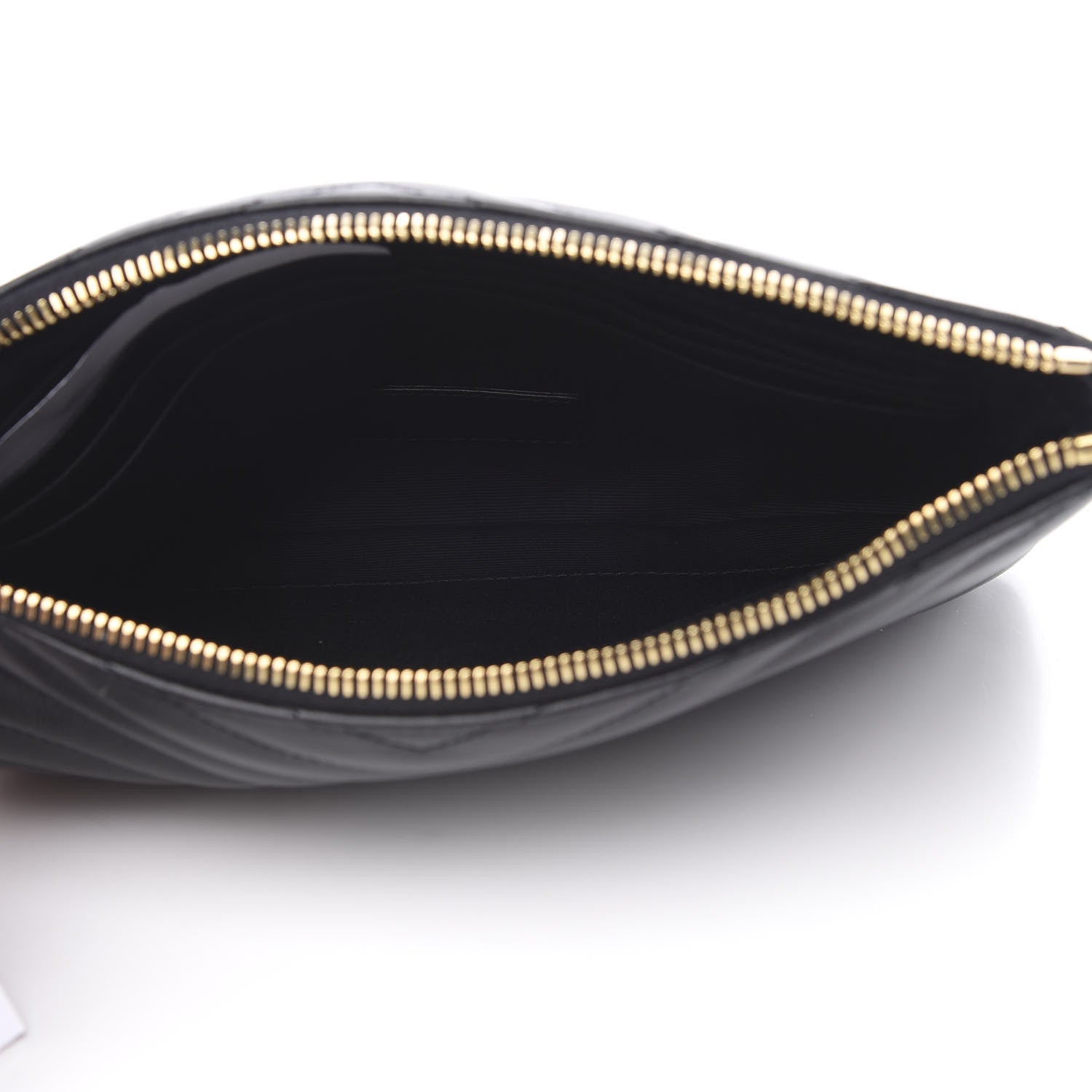 Saint Laurent Calfskin Matelasse Chevron Monogram A5 Wristlet Black 5 of 7