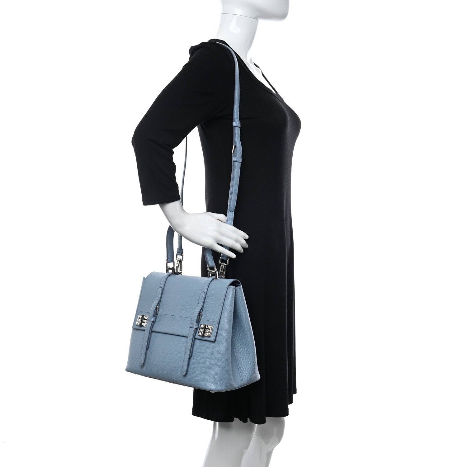 Prada Saffiano Cuir Convertible Top Handle Tote Astrale 2 of 11