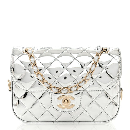 Chanel Mirror Calfskin Metallic Calfskin Quilted Hollywood Boulevard Mini Flap With Star Coin Purse Silver 3 of 12