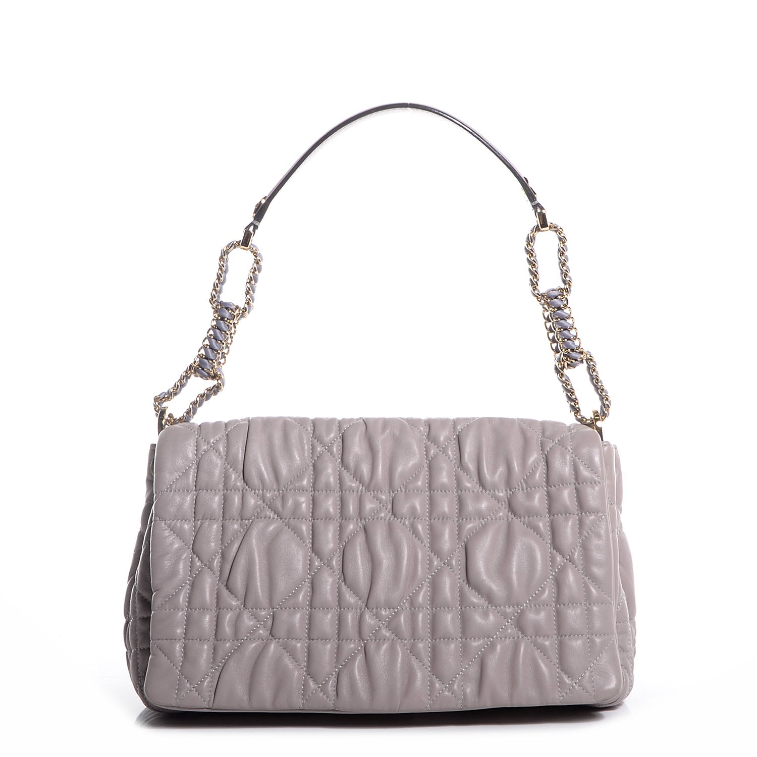 Christian Dior Gaufre Lambskin Cannage Delidior Large Flap Shoulder Bag Grey 1 of 7