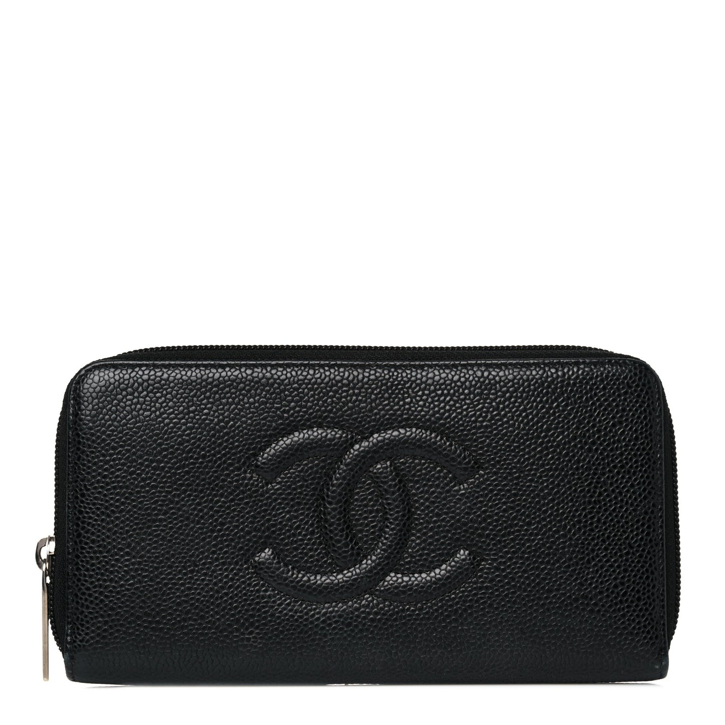 Caviar Large Timeless CC Zip Around Wallet Black