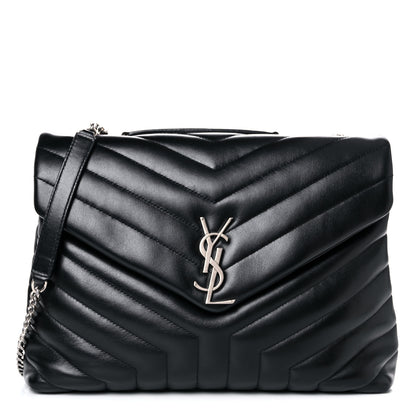 Saint Laurent Calfskin Y Quilted Monogram Medium Loulou Chain Satchel Black 1 of 20