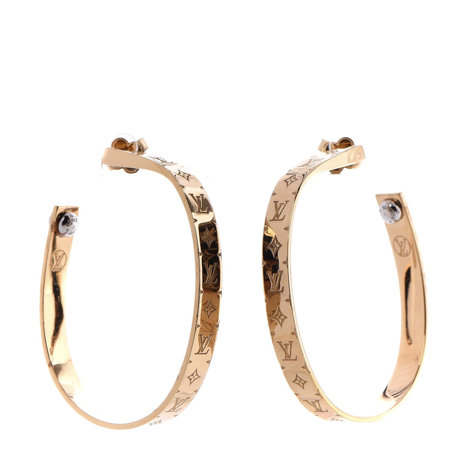 Louis Vuitton Nanogram Hoop Earrings Gold 1 of 5