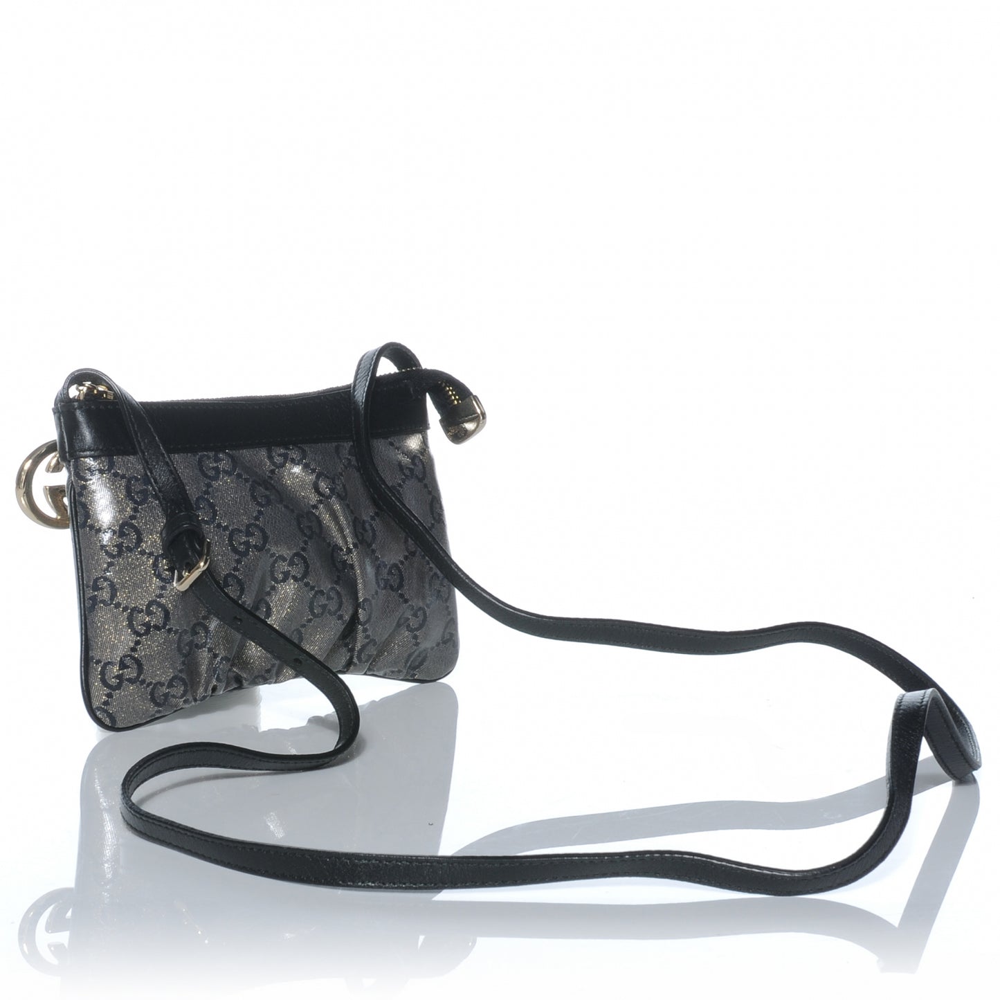 Crystal Monogram Small Flat Messenger Crossbody Navy