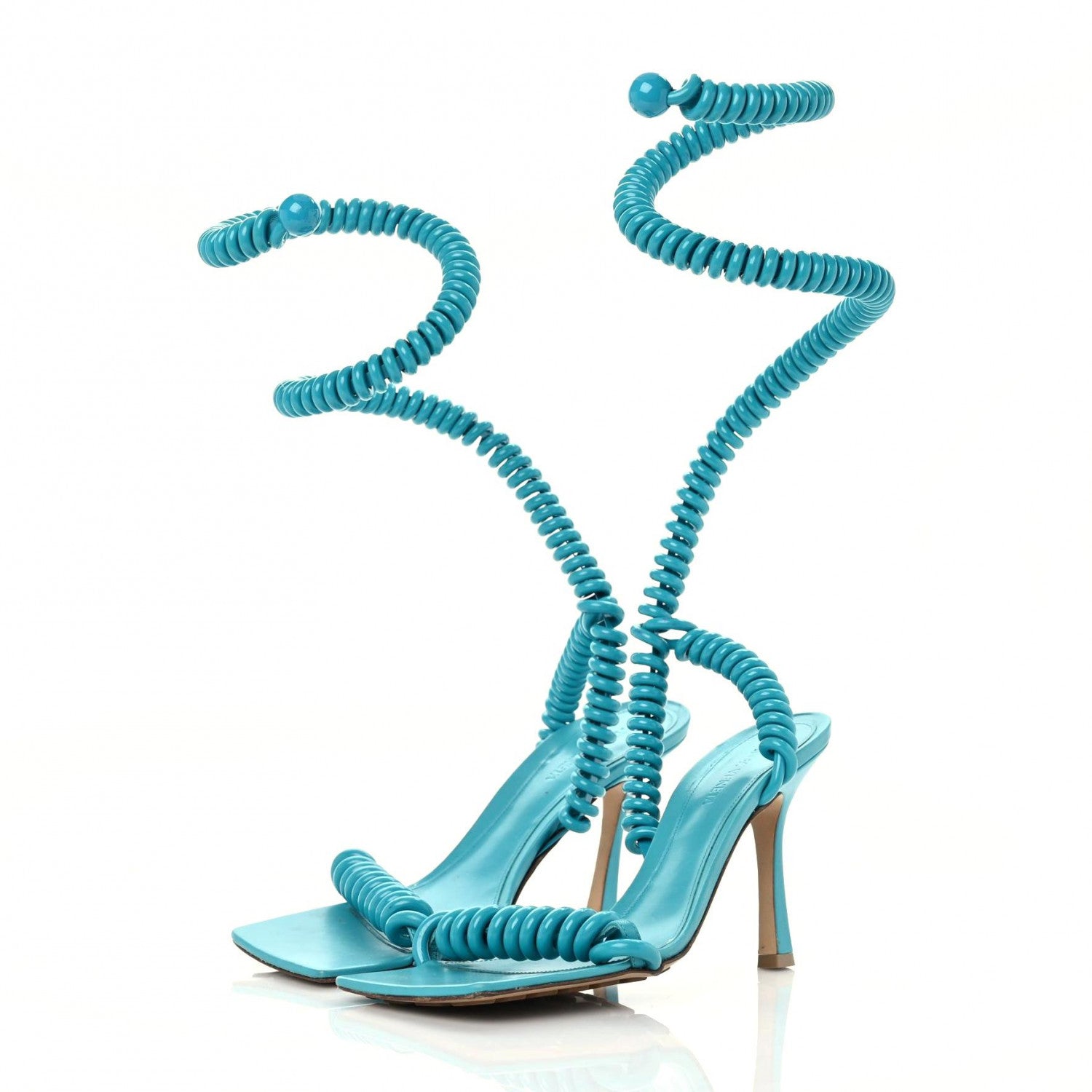 Bottega Veneta Rubber Wire Nappa Stretch 90mm Sandals 38 Turquoise 3 of 13