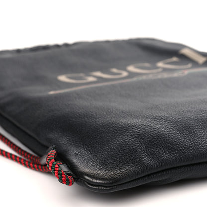 Gucci Calfskin Logo Drawstring Backpack Black 8 of 9