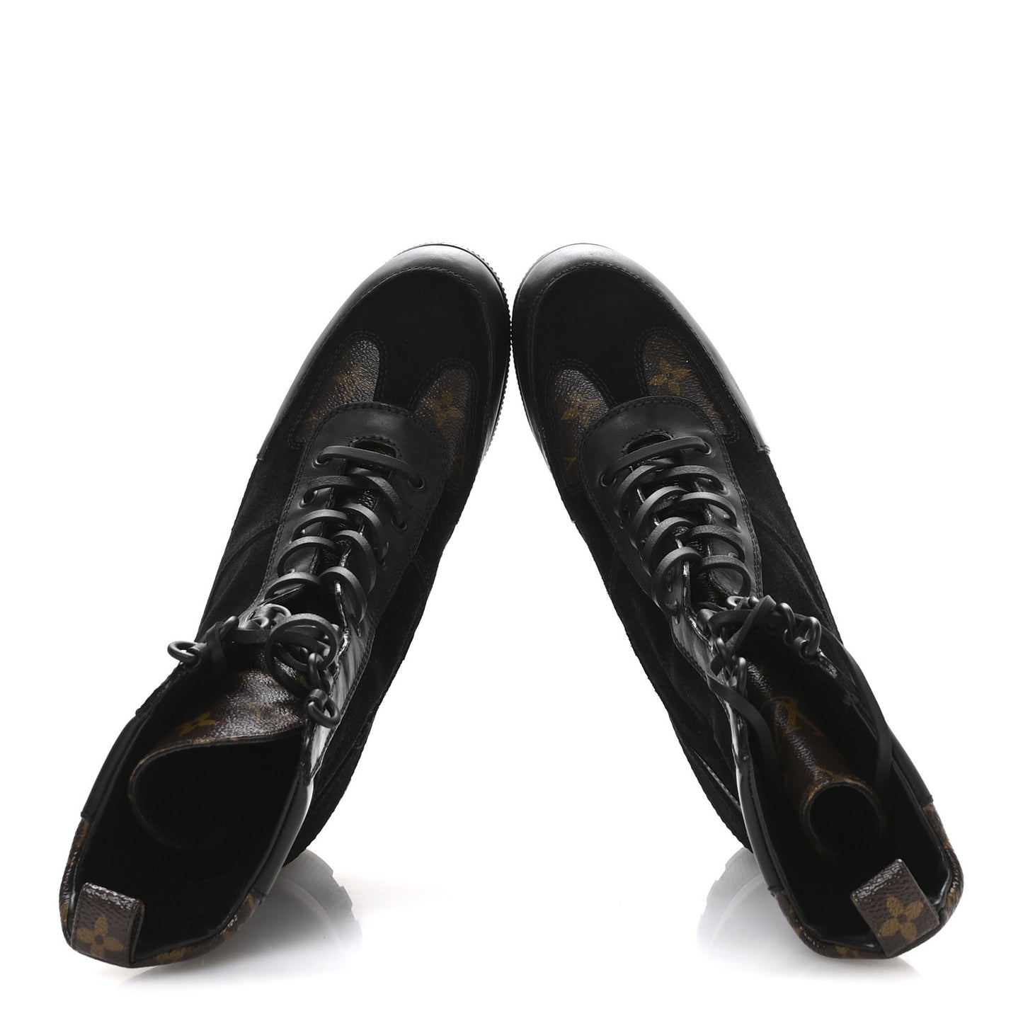 Suede Calfskin Monogram Laureate Platform Desert Boots 40.5 Black