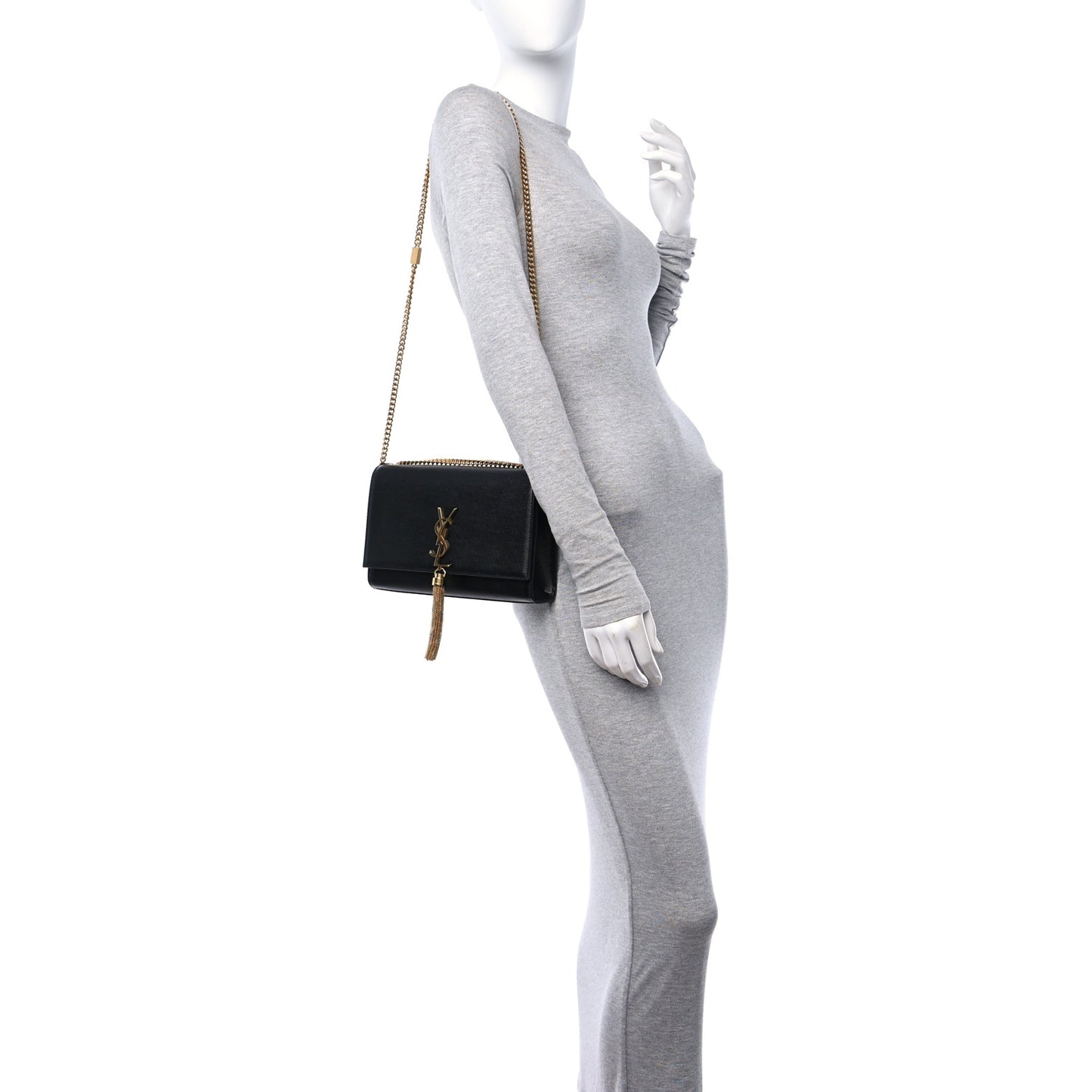 Grain De Poudre Medium Classic Monogram Kate Tassel Satchel Black