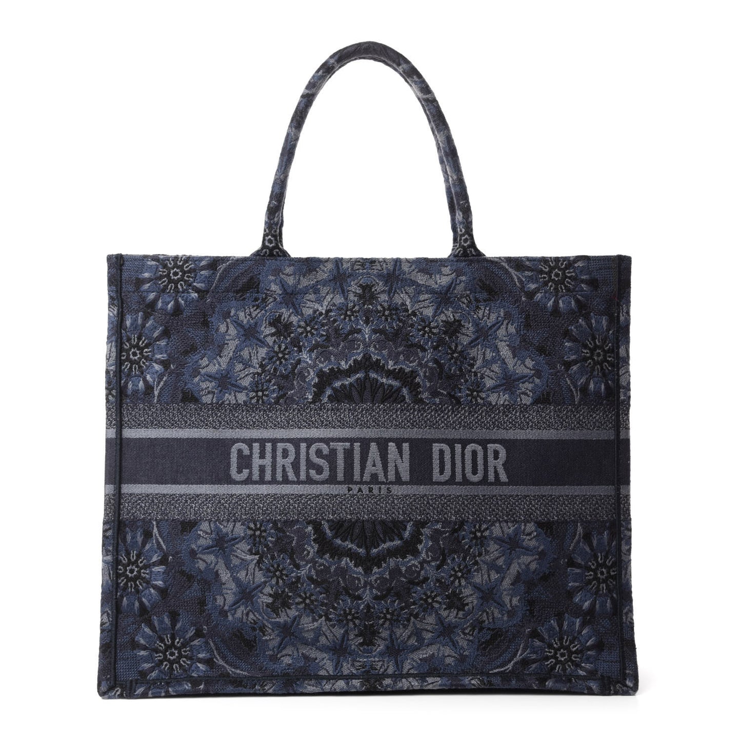 Canvas Embroidered Kaleidioroscopic Book Tote Blue