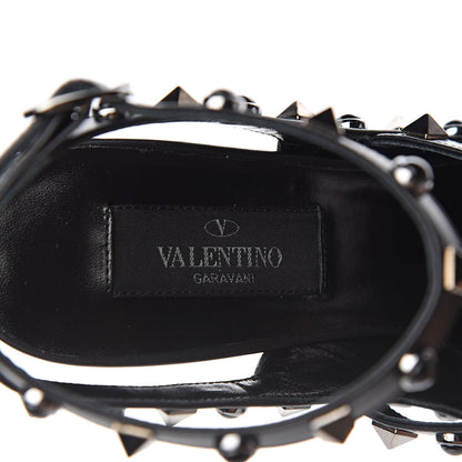 Valentino Garavani Pebbled Calfskin Onyx Rockstud Rolling Ankle Strap 100mm Pumps 36.5 Black 7 of 9