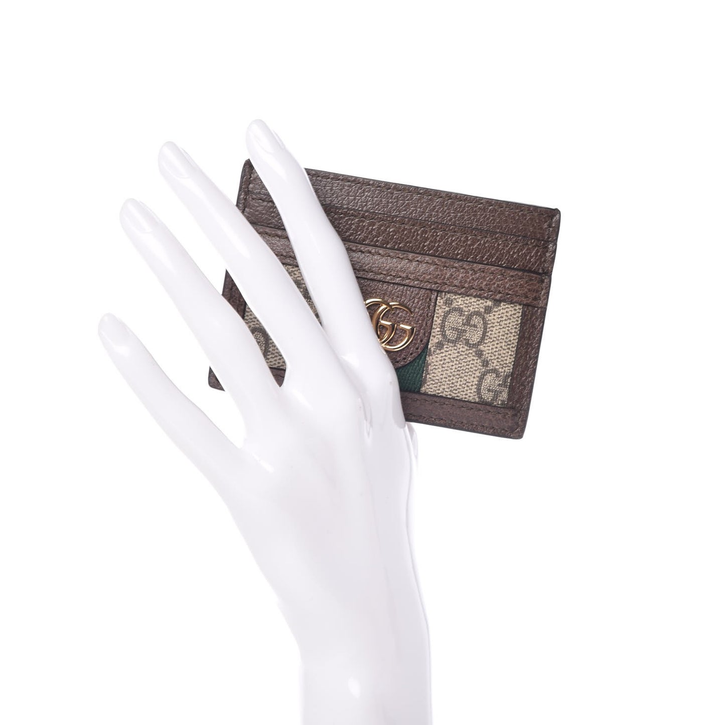 GG Supreme Monogram Ophidia Card Holder Brown