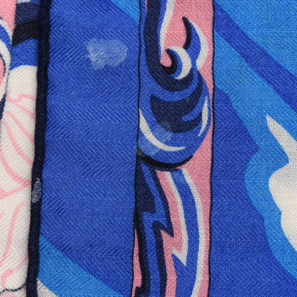 Hermes Cashmere Silk De La Mer Au Ciel Shawl 140 Marine Rose Turquoise 6 of 6