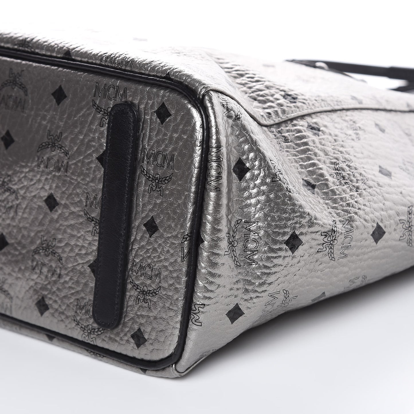 Metallic Visetos Medium Reversible Shopper Tote Silver Black