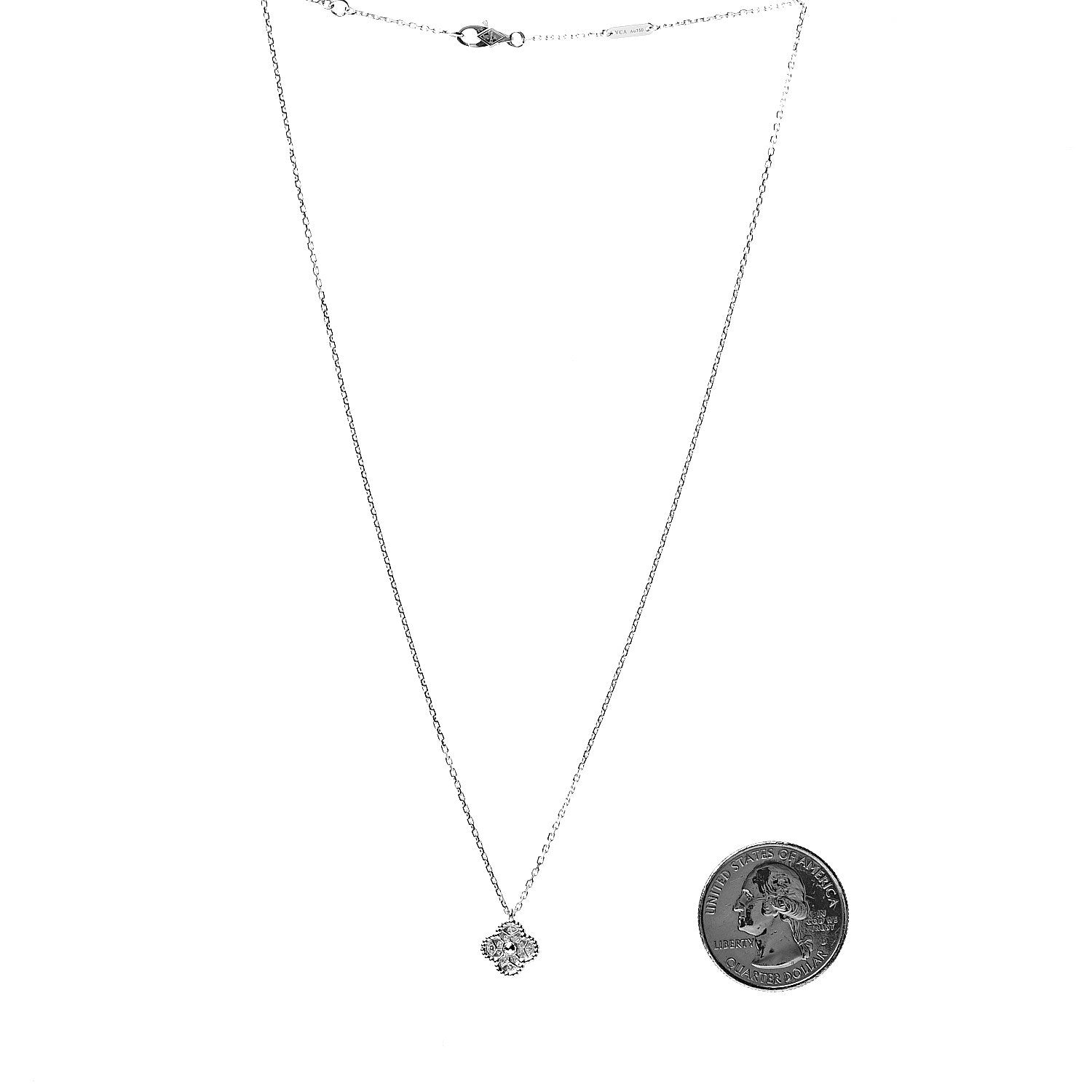Van Cleef & Arpels 18K White Gold Diamond Sweet Alhambra Pendant Necklace 2 of 7