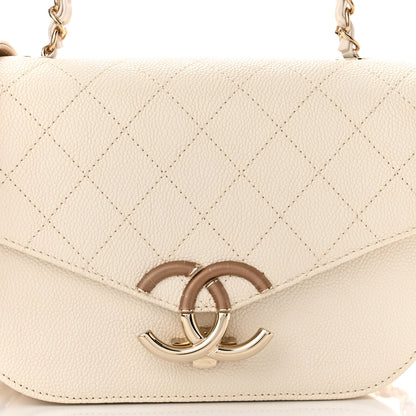 Chanel Grained Calfskin Quilted Small Cuba Top Handle Flap White 7 of 10