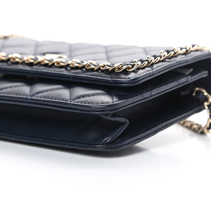 Chanel Lambskin Quilted Chain Around Wallet On Chain WOC Navy Blue 11 of 13