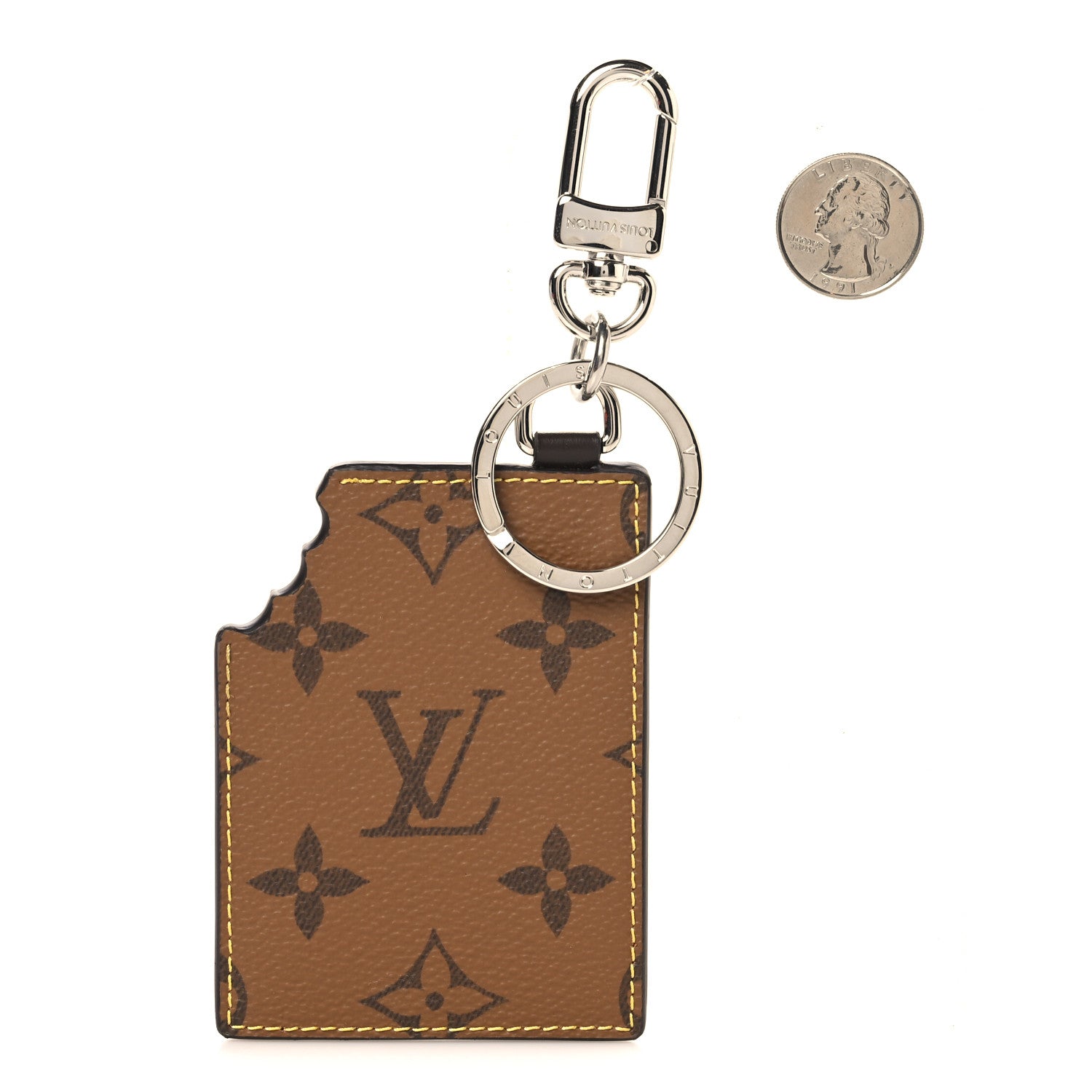 Louis Vuitton Reverse Monogram LV Chocolate Bar Bag Charm Key Holder Black 2 of 4