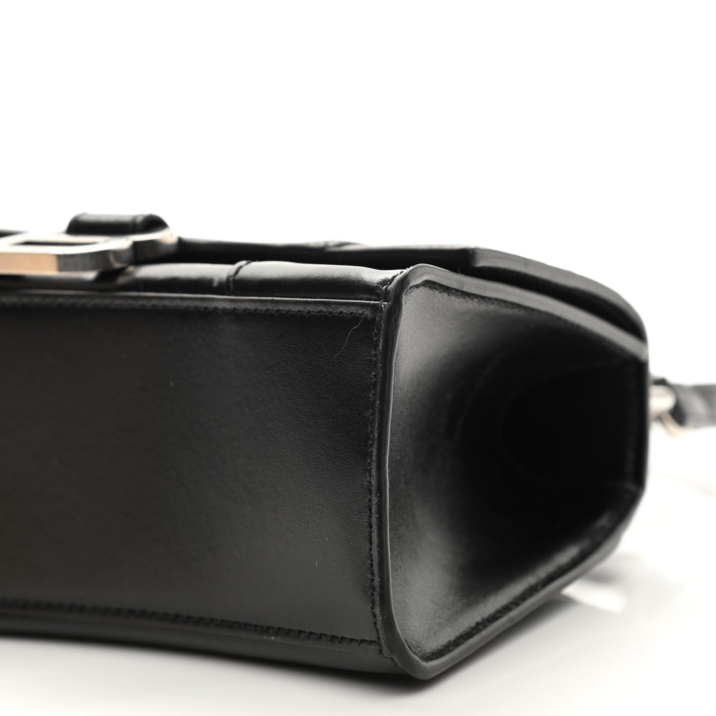 Box Calfskin Graffiti Logo Hourglass Top Handle Bag XS Black Silver