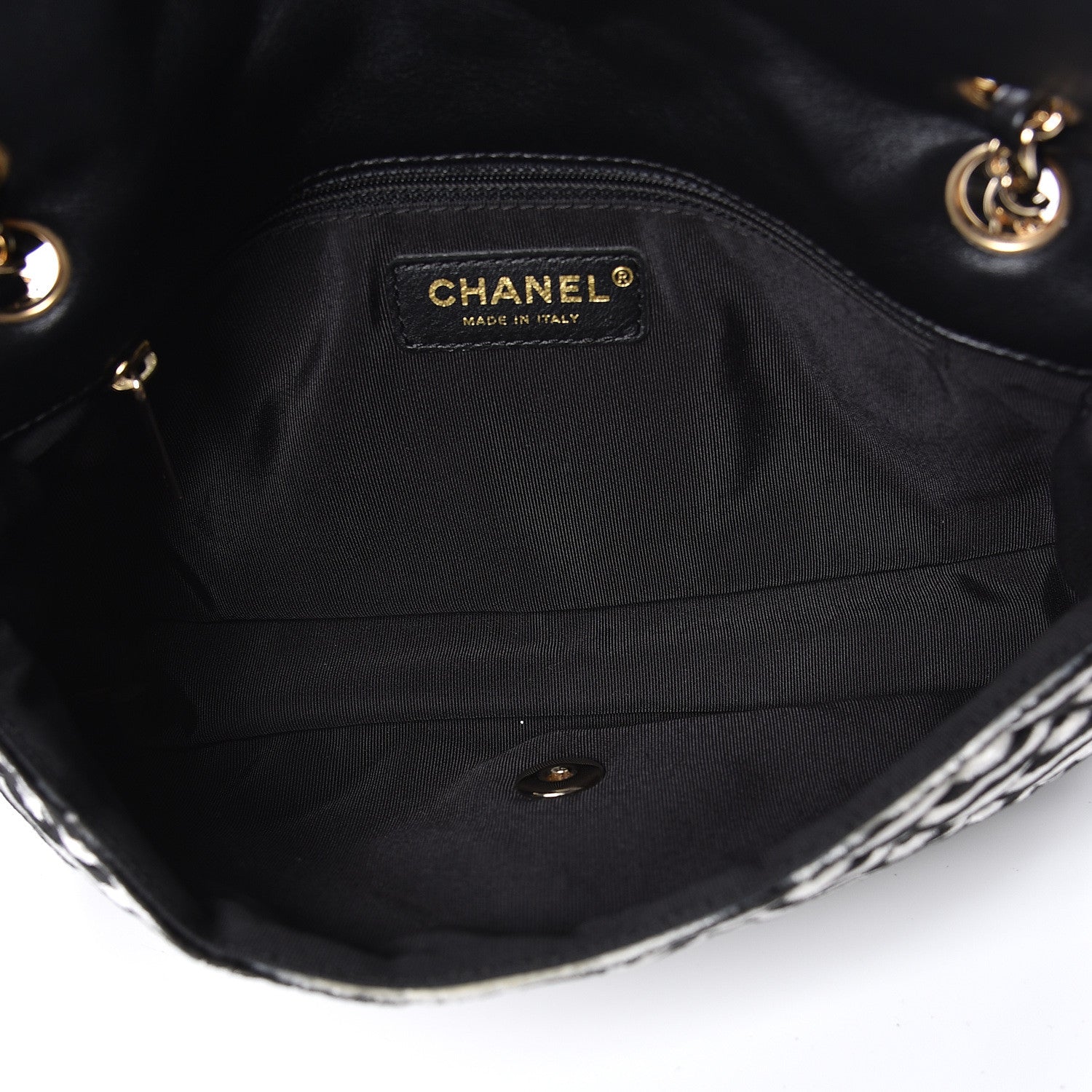 Chanel Velvet Quilted Medium Flap Black White 5 of 12