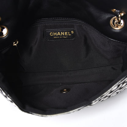 Chanel Velvet Quilted Medium Flap Black White 5 of 12