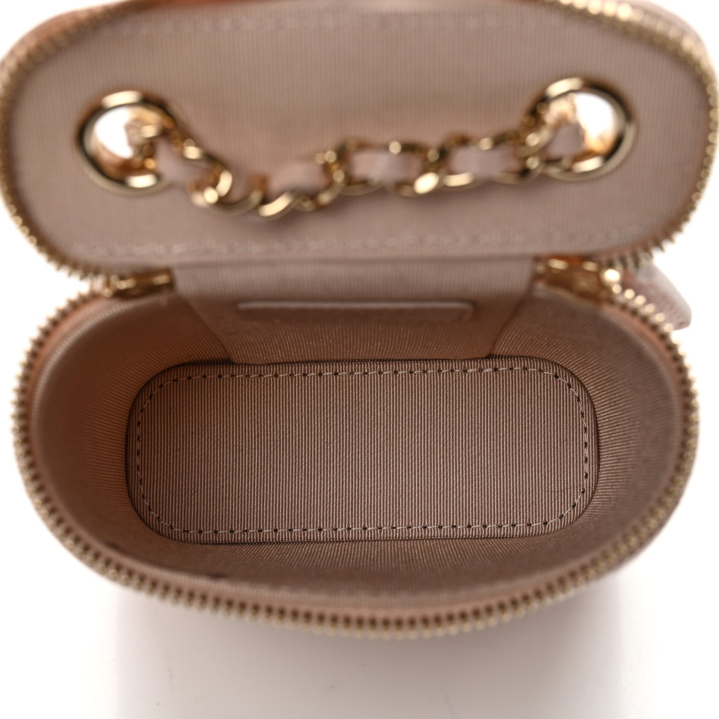 Caviar Quilted Small Vertical Coco Beauty Vanity Case With Chain Light Pink