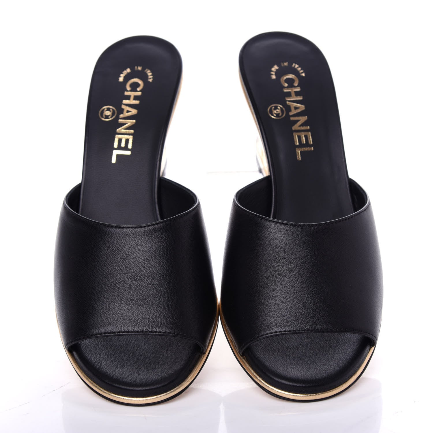 Chanel Lambskin Lucite CC Wedge Mules 36.5 Black 5 of 11
