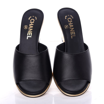 Chanel Lambskin Lucite CC Wedge Mules 36.5 Black 5 of 11