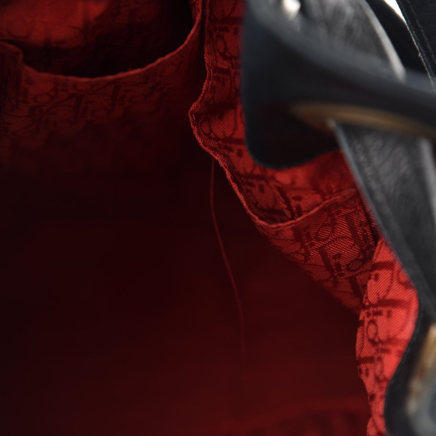 Lambskin Cannage Drawstring Bag Black