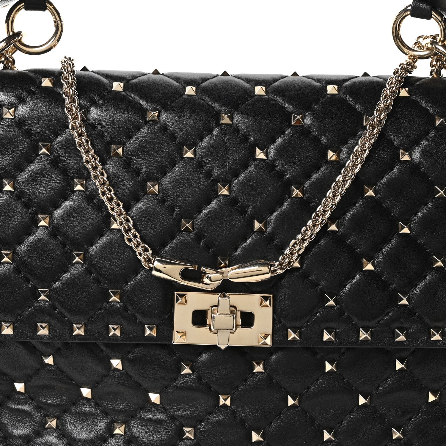Valentino Garavani Craquele Nappa Large Rockstud Spike Shoulder Bag Black 7 of 9