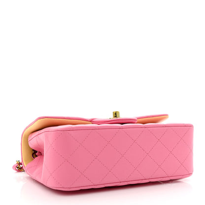 Chanel Lambskin Quilted Mini Rectangular Flap Pink Yellow 4 of 11