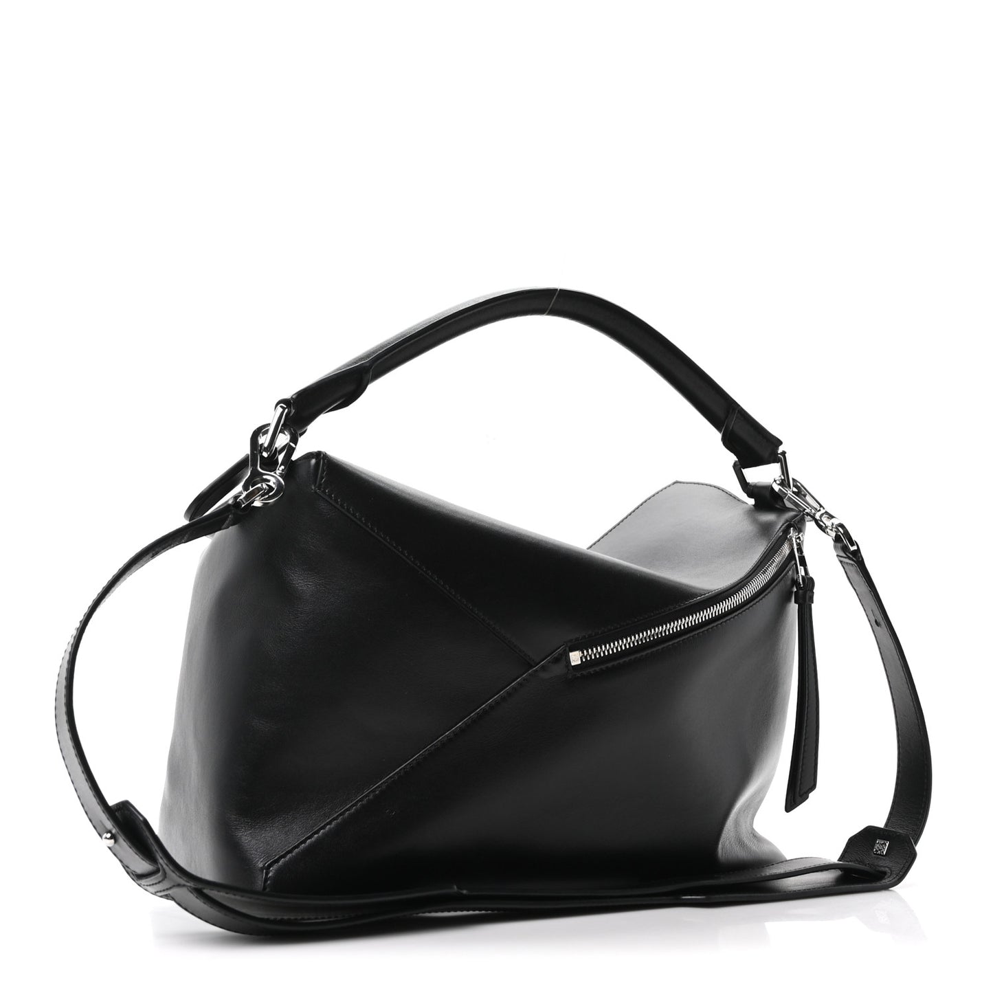 Calfskin Large Puzzle Edge Bag Black