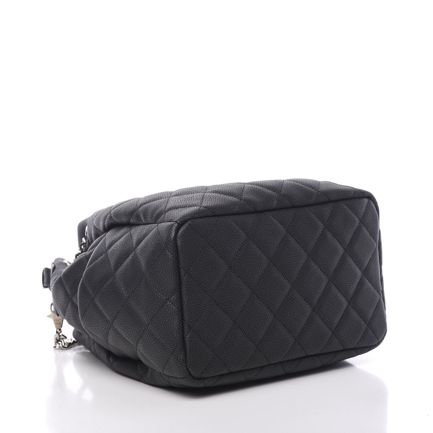 Chanel Grained Calfskin Quilted Medium CC Chain Bucket Drawstring Bag Grey 3 of 10