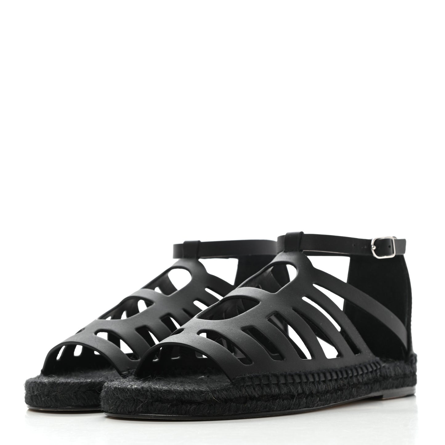 Calfskin Costanza Espadrille Sandals 36 Black