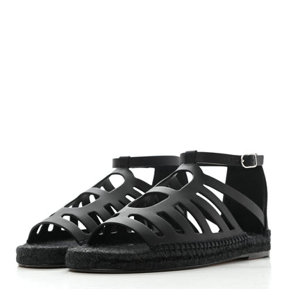 Hermes Calfskin Costanza Espadrille Sandals 36 Black 3 of 9