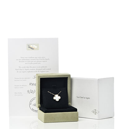 Van Cleef & Arpels 18K Yellow Gold Mother of Pearl Vintage Alhambra Pendant Necklace 8 of 8