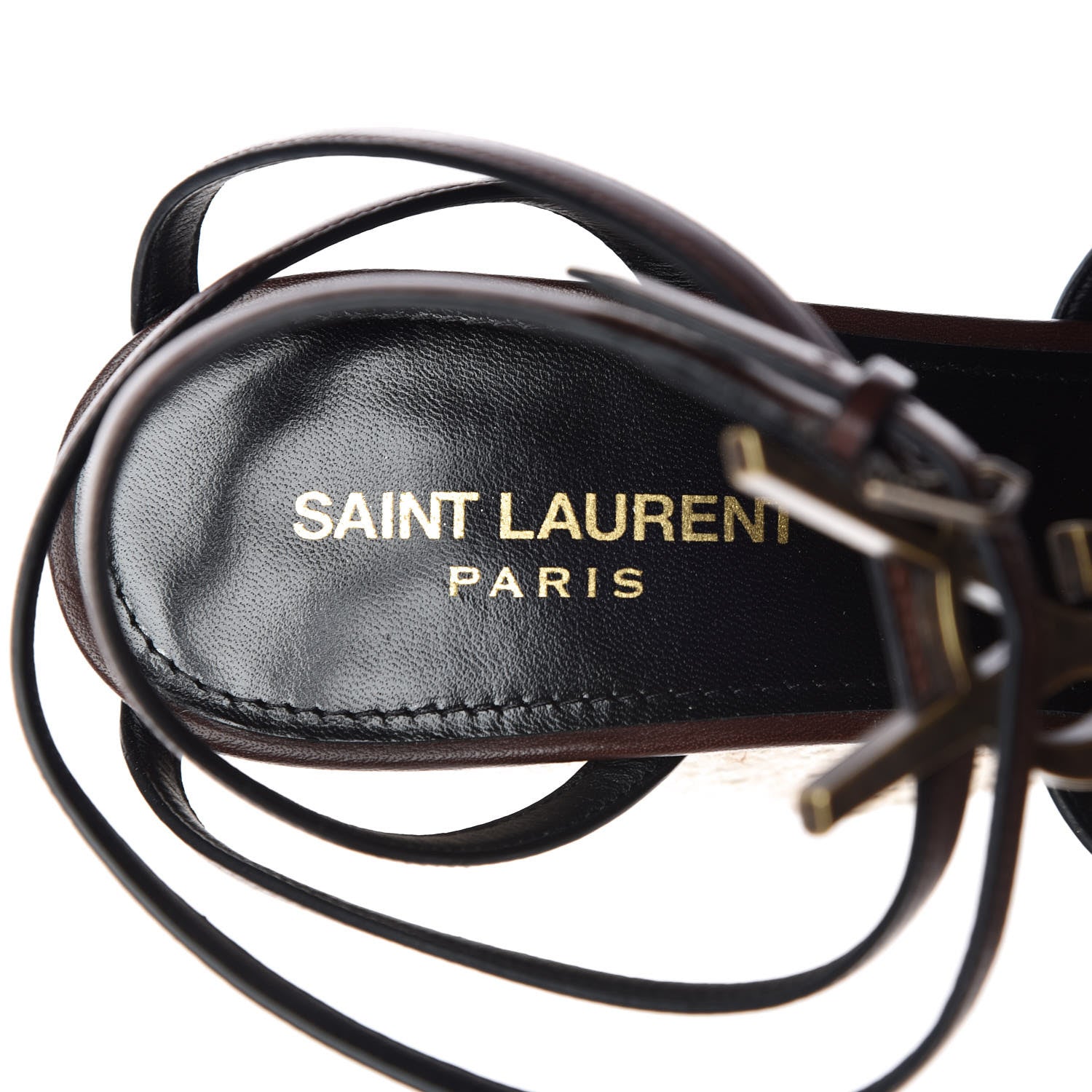 Saint Laurent Calfskin Cassandra Espadrille 105 Wedges 39 Chocolate 7 of 8