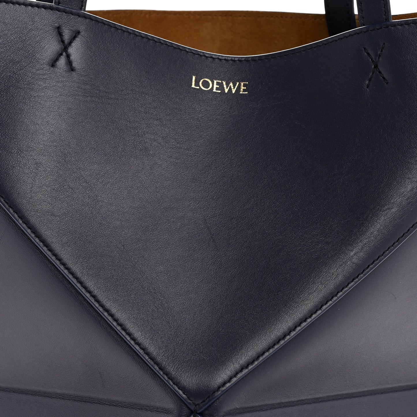Shiny Calfskin Medium Puzzle Fold Tote Marine