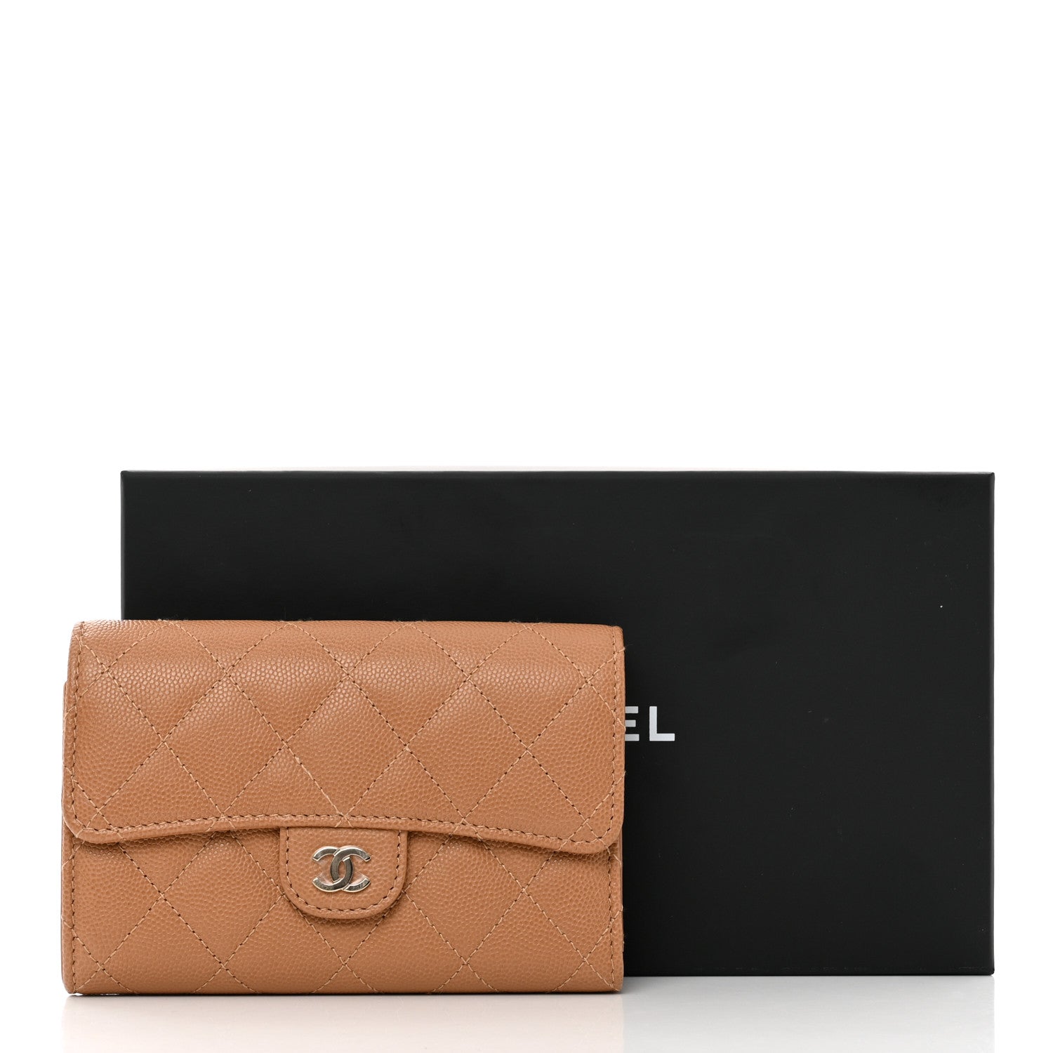Chanel Caviar Quilted Medium Flap Wallet Dark Beige 9 of 9