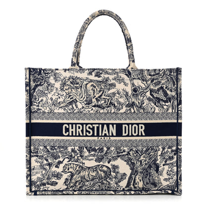 Christian Dior Canvas Embroidered Large Dioriviera Toile De Jouy Book Tote Blue 1 of 16