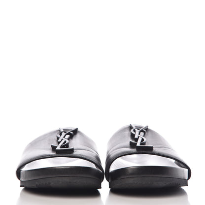 Saint Laurent Lambskin Joan Slide Sandals 38 Black 2 of 10