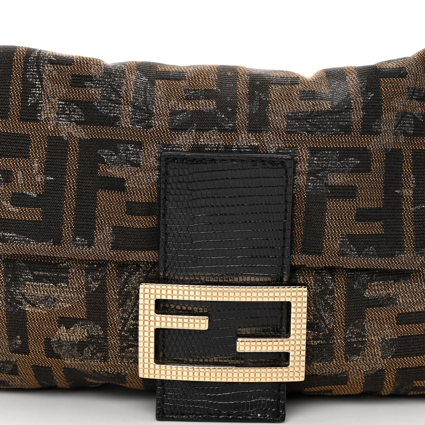 Zucca Lizard Floral Print Baguette Tobacco