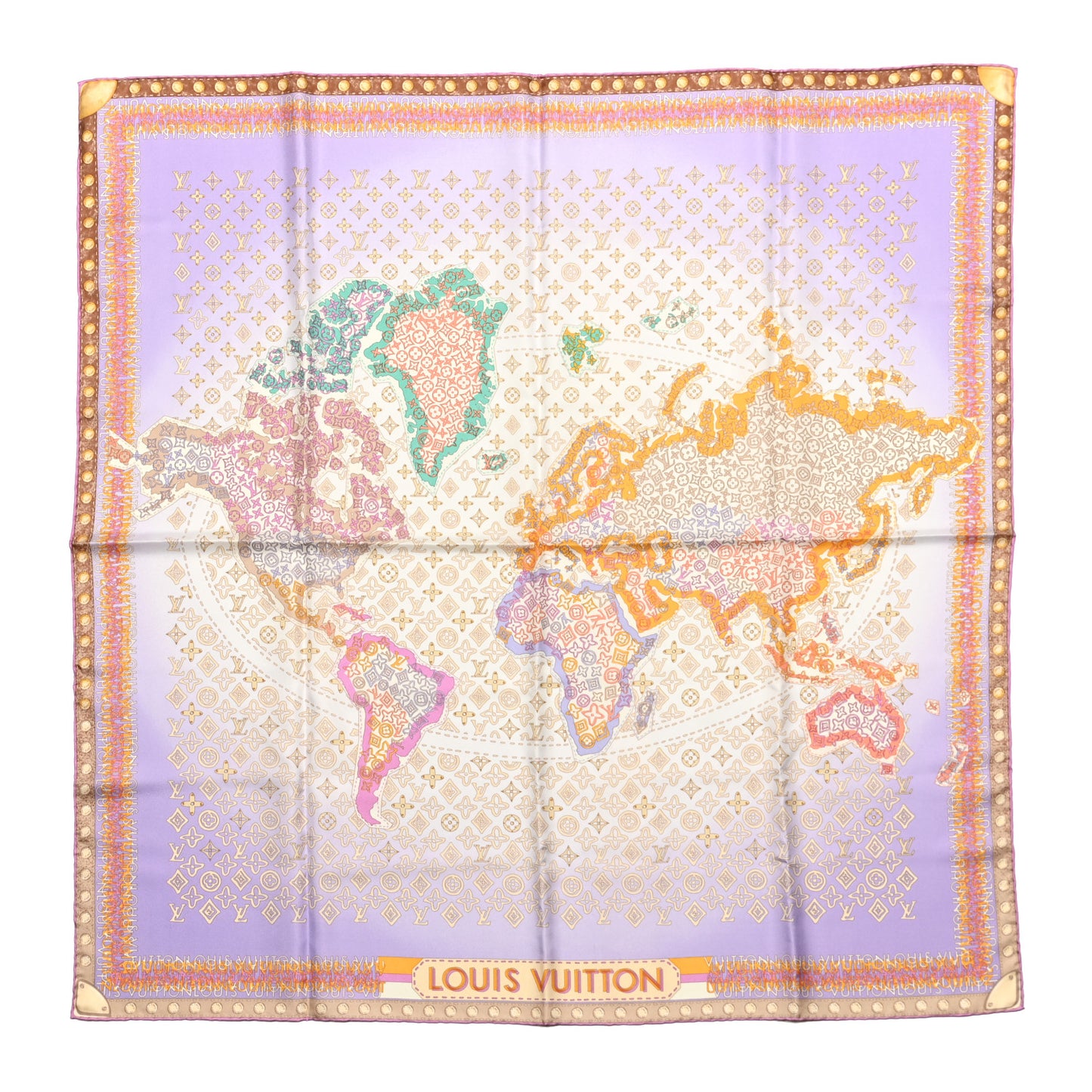 Silk Monogram Map Square Scarf