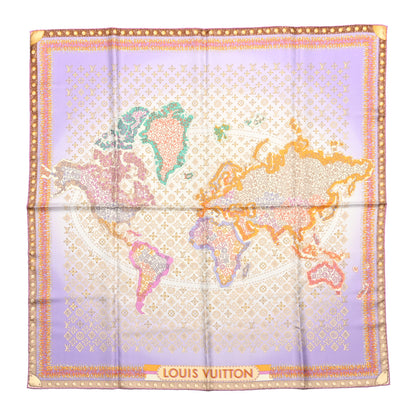 Louis Vuitton Silk Monogram Map Square Scarf 1 of 3