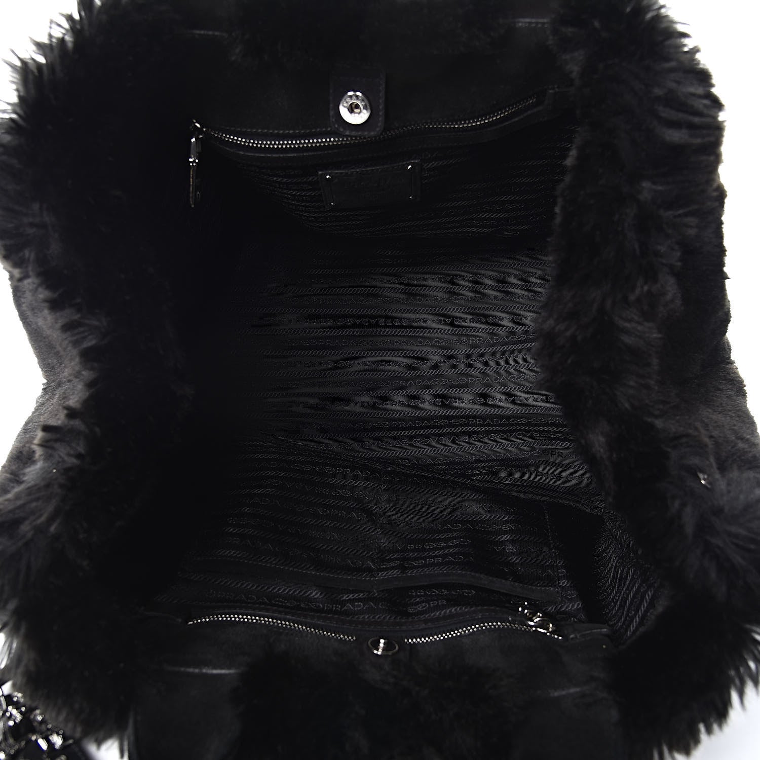 Prada Eco Lapin Faux Fur Handbag Black 7 of 9